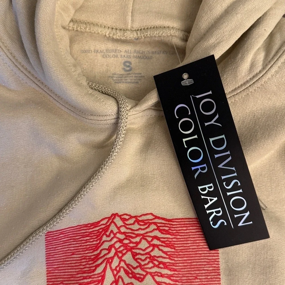 NWT Joy Division Color bars, Graphic Hoodie - beige size small